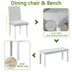 Table à manger en bois massif avec chaises et banc