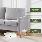 Canapé deux places Mid-Century Modern en velours côtelé de 68 po avec coussin à ressorts