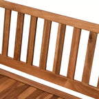 Outsunny Banc de rangement extérieur 155 L, coffre de pont en bois avec revêtement intérieur en PE imperméable, conteneur 2 places pour patio, jardin, balcon, cour