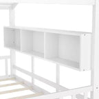 Lit cabane au sol simple, lit Montessori pour enfants avec étagère de rangement et toit