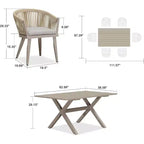 Ensemble de salle à manger d'extérieur PURPLE LEAF avec table à manger en aluminium et chaises en rotin tressé